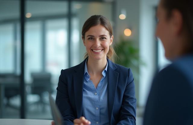 Professional person confidently participating in an interview